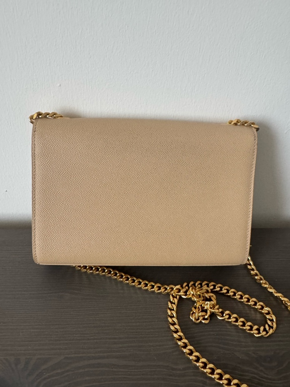 Saint Laurent Kate Small in Grain de Poudre Embossed Leather, Dark Beige - NWOT - Picture 5 of 11